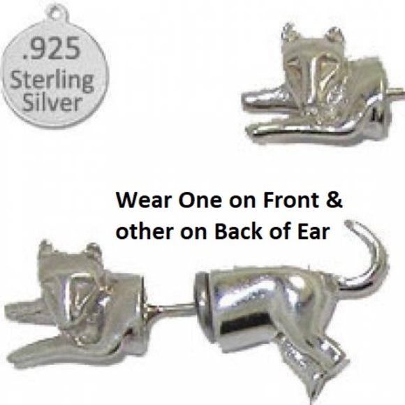Cat Earrings are 925 Italian Sterling Silver NWT - Picture 1 of 2